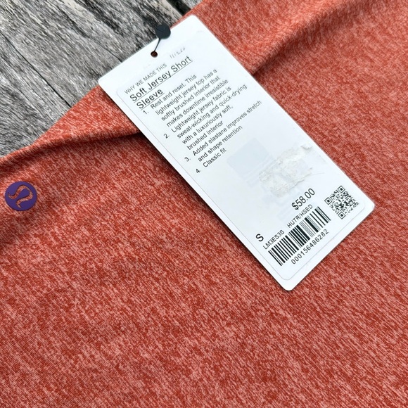 Lululemon Soft Jersey Tee Shirt Mens orange Heathered size Small NWT - Picture 3 of 7